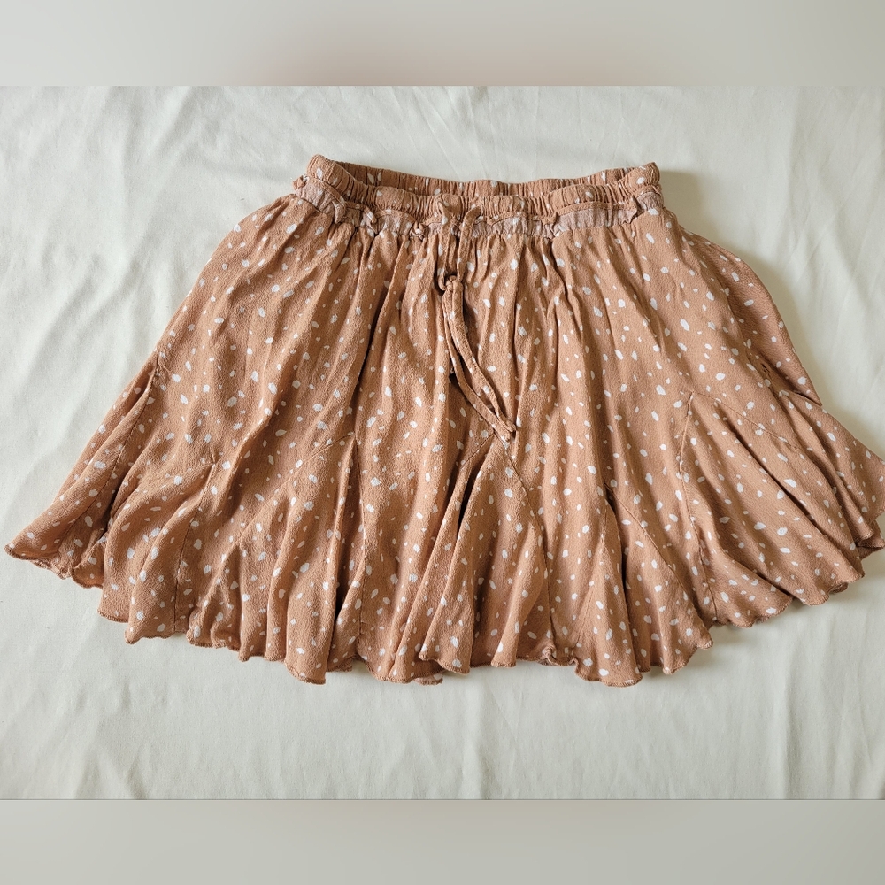 Women's Blue B Elegant Tan Polka Dot Mini Skort